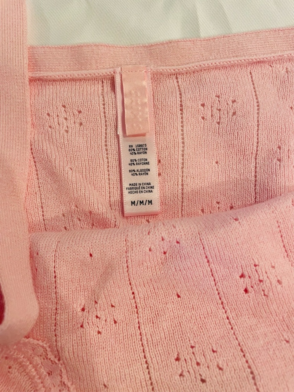 SKIMS Cotton Sweater Pointelle Bralette, baby pink color, size medium - Picture 4 of 7